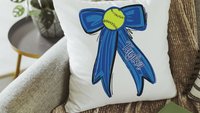 Personalized carolina blue softball name throw pillow cover 18x18, 2026 senior night softball gifts for teenage girls, softball Mothers day