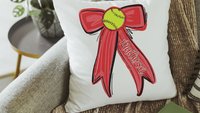Personalized carolina blue softball name throw pillow cover 18x18, 2026 senior night softball gifts for teenage girls, softball Mothers day