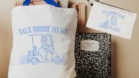 talk birdie to me golf tote bag for cart, carolina blue golf wristlet bag for women, funny golf gifts for her, snarky golf accessories for