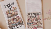 Grandma's kitchen, kitchen towel for grandma, vintage inspired kitchen decor, baker gifts for her, cooking with love kitchen hand towel for