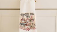 Grandma's kitchen, kitchen towel for grandma, vintage inspired kitchen decor, baker gifts for her, cooking with love kitchen hand towel for