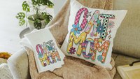 Rainbow cat throw pillows for couch for cat lovers Mothers day gift for cat mom, cat mama gifts, bright checkered cat kitchen towel for Mom