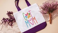 cat mom tote for her, cute cat gifts for women, colorful cat paw print tote bag for cat lover, popular now cat mama gifts, cat beach bag