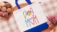 cat mom tote for her, cute cat gifts for women, colorful cat paw print tote bag for cat lover, popular now cat mama gifts, cat beach bag