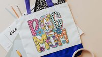 Dog mom rainbow dog tote bag for women, best gifts for dog lovers, dog walking bag, unique dog mom gifts, colorful rainbow dog gift