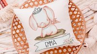 pig princess throw pillows personalized reading nook pillow covers 18 x 18, farm nursery decor girl, cute pig gifts for little girls, name