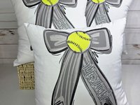 Personalized school spirit softball throw pillows
