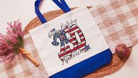 Happy birthday America 250 Years flag patriotic tote bag for women, patriotic tote for summer, patriotic military mom gifts, 4th of July