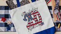 Happy birthday America 250 Years flag patriotic tote bag for women, patriotic tote for summer, patriotic military mom gifts, 4th of July