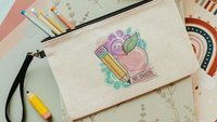 teacher coquette pencil pouch personalized pastel apple for teacher wristlet with name, cute teacher gifts for coworkers, teacher makeup bag