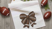 personalized football coquette bow football rally towel, custom game day football bow sports towel with name, cute football mom gifts, cheer