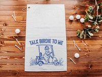 Talk birdie to me carolina blue  golf towel with hook