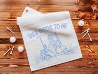 Talk birdie to me carolina blue  golf towel with hook