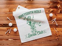 19th hole social club carolina blue golf towel with hook