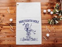 19th hole social club carolina blue golf towel with hook