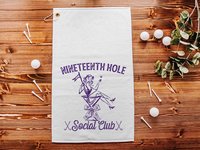 19th hole social club carolina blue golf towel with hook