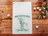 19th hole social club carolina blue golf towel with hook