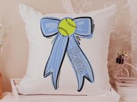 Personalized school spirit softball throw pillows