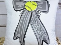 Personalized school spirit softball throw pillows