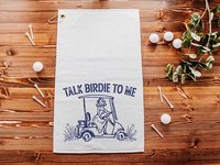 Talk birdie to me carolina blue  golf towel with hook