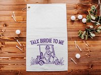 Talk birdie to me carolina blue  golf towel with hook