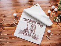 Talk birdie to me carolina blue  golf towel with hook