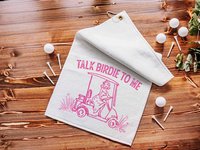 Talk birdie to me carolina blue  golf towel with hook