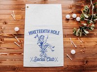 19th hole social club carolina blue golf towel with hook