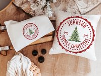 Personalized black stamp family name throw pillow for sofa