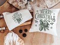 Black vintage Merry Christmas throw pillow & towel Christmas housewarming gift 