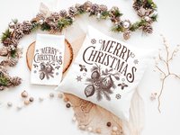 Black vintage Merry Christmas throw pillow & towel Christmas housewarming gift 