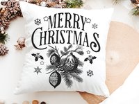 Black vintage Merry Christmas throw pillow & towel Christmas housewarming gift 