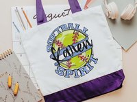 CapableByDesign personalized softball spirit matching tote bag and wristlet