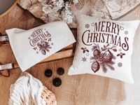Black vintage Merry Christmas throw pillow & towel Christmas housewarming gift 
