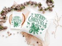 Black vintage Merry Christmas throw pillow & towel Christmas housewarming gift 