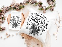 Black vintage Merry Christmas throw pillow & towel Christmas housewarming gift 