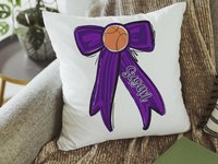 Personalized Blue Coquette Basketball Throw Pillow, 18x18
