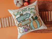 CapableByDesign Personalized hello fall from your city and state pillows and matching towels