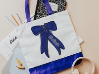 Personalized Carolina blue cheer coach tote bags for women, cheer squad gifts, name tote bag for teen girls, cheerleader gifts for girls