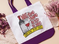 CapableByDesign true crime and wine tote bags