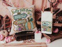 CapableByDesign Personalized hello fall from your city and state pillows and matching towels