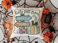 CapableByDesign Personalized hello fall from your city and state pillows and matching towels
