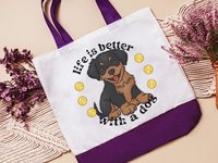 CapableByDesign Life is better with a dog, Rottweiler tote bag