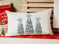 CapableByDesign oyster shell nautical Christmas tree trio throw pillow and matching towels