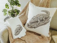 CapableByDesign oyster alligator throw pillows and matching towels