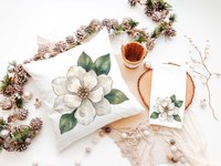 CapableByDesign oyster shell magnolia throw pillows and matching towels