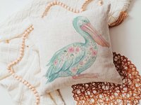 CapableByDesign floral pelican and floral shrimp throw pillows and matching towels
