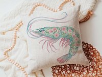 CapableByDesign floral pelican and floral shrimp throw pillows and matching towels