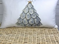 CapableByDesign oyster shell Christmas tree throw pillows and matching towels
