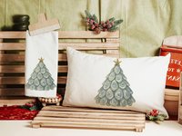 CapableByDesign oyster shell Christmas tree throw pillows and matching towels